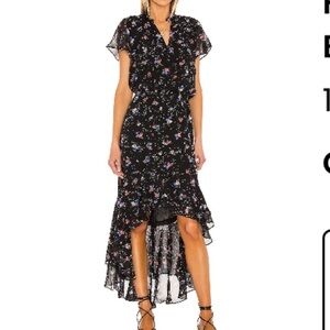 1. STATE high low floral dress in black